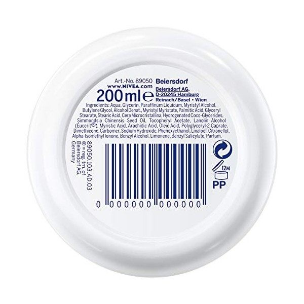 NIVEA Crème hydratante douce rafraîchissante 200 ml , nourrissante avec de la vitamine E et de lhuile de jojoba, crème pour C...