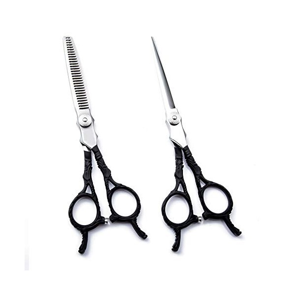 Set De Ciseaux De Coiffure Professionnels Ciseaux De Coupe De 6 Pouces + Ciseaux Amincissants Ciseaux De Barbier Coupe De Che