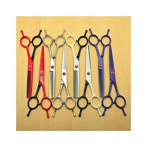 Ciseaux de coiffure JP 440C Ciseaux de coupe Ciseaux à effiler Ciseaux professionnels pour cheveux humains couleur : rouge, 