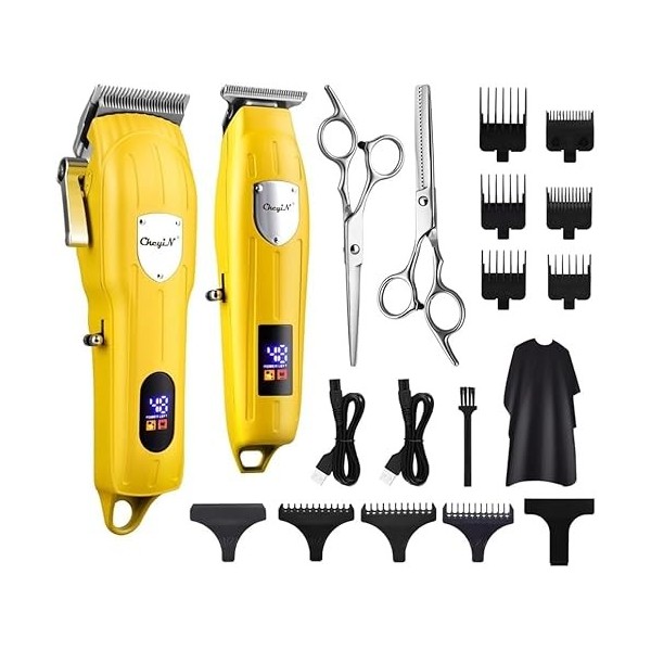 Tondeuse à cheveux pour homme - Kit de machine de coupe de cheveux sans fil avec écran LED - Coupe de cheveux électrique puis