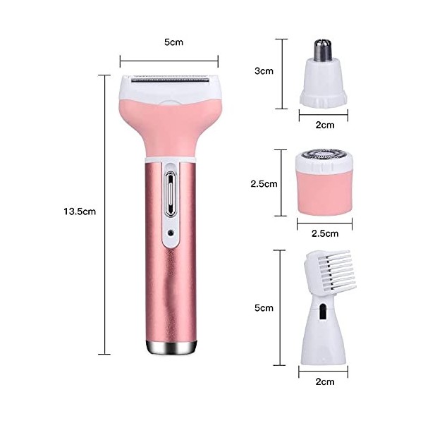 XIXIDIAN 4 en 1 Femme Rasoir électrique Tondeuse, Tondeuse Nose Sourcils, Retrait du Visage Waterproof Bikini Corps Cheveux p