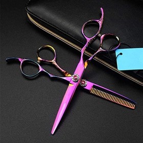 Ciseaux de coiffure professionnel 440c 6 pouces violet prune cheveux ciseaux ensemble coupe barbier coupe de cheveux aminciss