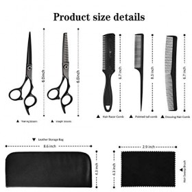 Ensemble de ciseaux de coiffeur 6,0 pouces Noir Ciseaux de coiffure Ciseaux de coiffure Bang Ciseaux Outil 40c Matériel Coiff