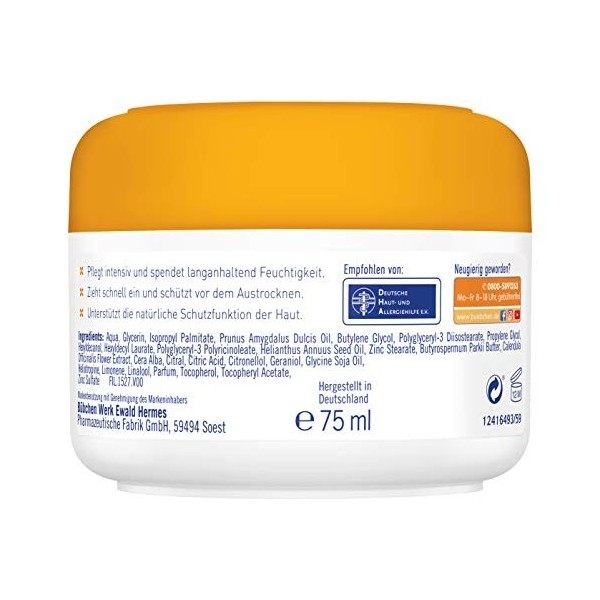 Bübchen Calendula Soin visage avec dula bio pour la protection des peaux sensibles 75 ml Crème Jour et Nuit