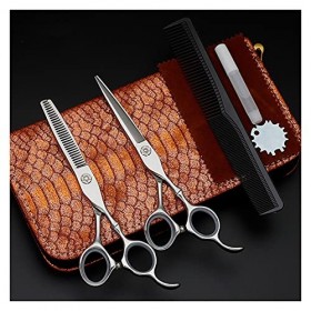 Ciseaux de coiffure en forme dépée à manche en bambou de 6.0 pouces, ciseaux de barbier, coupe plate, ensemble doutils de c