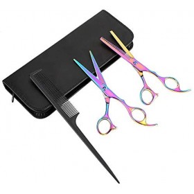 Ensemble de coiffure Kit de ciseaux à cheveux professionnels, ciseaux à effiler en acier inoxydable pour coupe de cheveux, en...