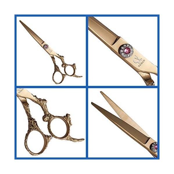 Kit de ciseaux de coupe de cheveux 6,0 pouces Or Dents coupées à plat Coiffure Bangs Professional Barberhaircutting scissors 