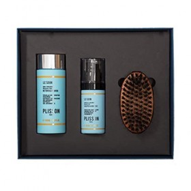 Plisson - Coffret Barbe d’Ange - 1 Gel Douche 3-en-1 + 1 Huile à Barbe + 1 Brosse à Barbe - Nécessaire Entretien Barbe pour H