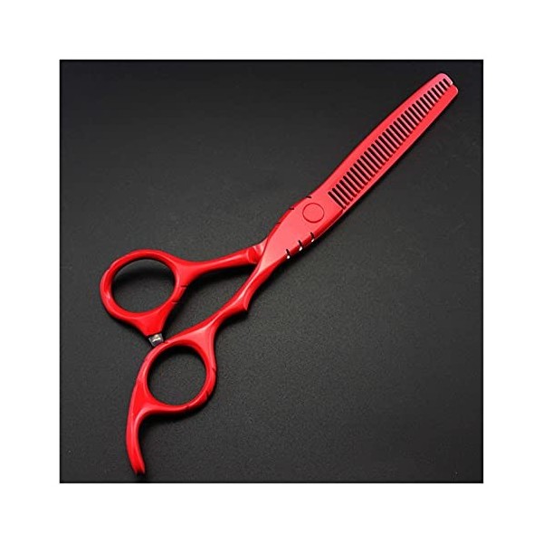 Ciseaux de coupe de cheveux rouges de 5,5/6 pouces, ciseaux amincissants, ciseaux de barbier, couleur : ensemble de 6 pouces