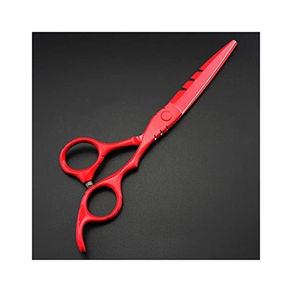 Ciseaux de coupe de cheveux rouges de 5,5/6 pouces, ciseaux amincissants, ciseaux de barbier, couleur : ensemble de 6 pouces