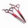 Ciseaux de coupe de cheveux, 15,2 cm rouge japonais 440C en acier inoxydable pour effiler salon de coiffure