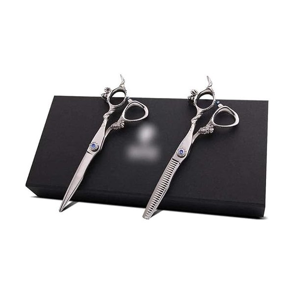 Ciseaux de coiffeur Blue Diamond 6 pouces Ciseaux de coiffure Set Bangs Cut Flat + Tooth Scissor Haircut Set