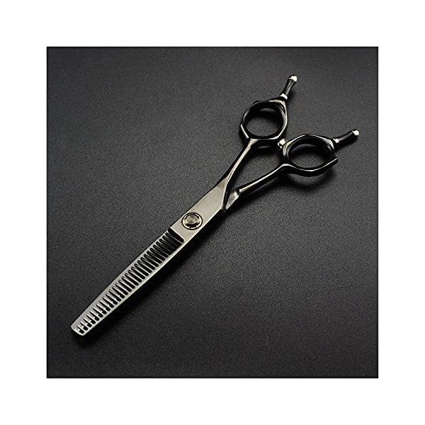 Ciseaux de coupe de cheveux 6 "inch Flat Cut Black, Ciseaux de coiffure, Ciseaux à cheveux clairsemés, Ciseaux à dents, Cisea