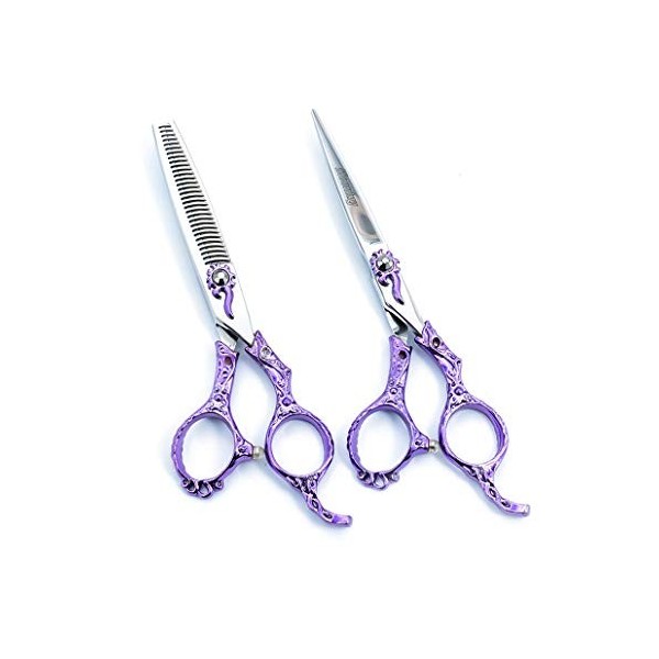 Violet ciseaux de coiffure professionnels 6.0 pouces Droitière européenne Retro Set 440C premium Barber Scissor Texture Dilut