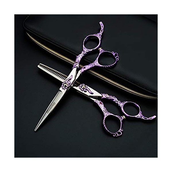 Violet ciseaux de coiffure professionnels 6.0 pouces Droitière européenne Retro Set 440C premium Barber Scissor Texture Dilut