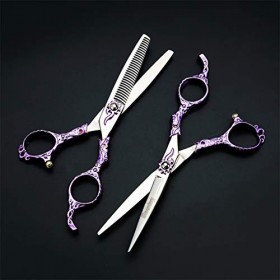 Fournitures Professionnelles Haut de Gamme européenne Retro 6.0 Pouces Violet Set Coiffeur Coiffure Ciseaux Barber rhéofluidi