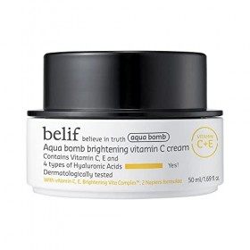 Belif Aqua Bomb Brightening Vitamin C Cream 50ml, Crème Illuminatrice Hydratante, Acide Hyaluronique Vitamine C+E, Vegan Hydr...