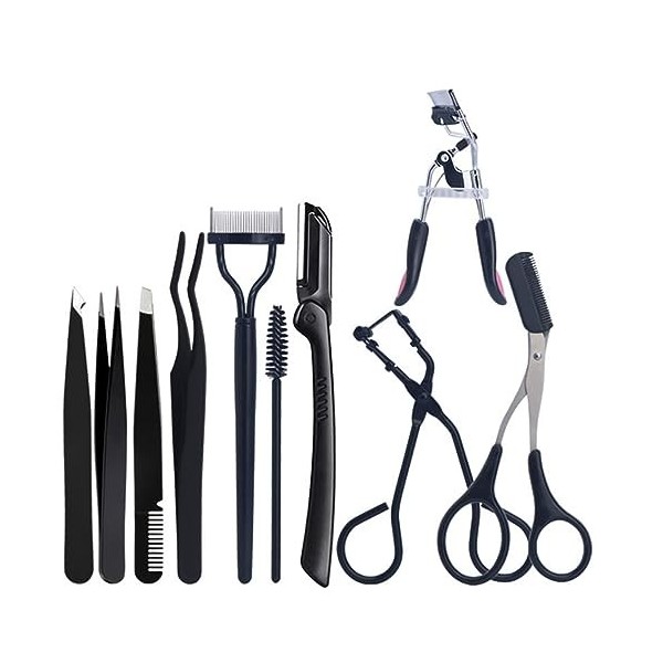 Ensemble de ciseaux à sourcils 10 pièces, comprenant plusieurs modèles de tondeuse à sourcils, brosse dextension de cils, en