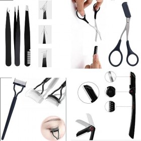 Ensemble de ciseaux à sourcils 10 pièces, comprenant plusieurs modèles de tondeuse à sourcils, brosse dextension de cils, en