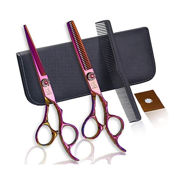 Kit de ciseaux de coupe de cheveux 6,0 pouces Couleur Ciseaux de coiffeur Ciseaux de coiffure Ciseaux de coupe de cheveux en 