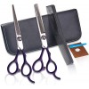 Ensemble de ciseaux de coiffeur 6,0 pouces Violet Dents plates Bangs Amincissement Ensemble doutils ménagers Bangs Ciseaux S