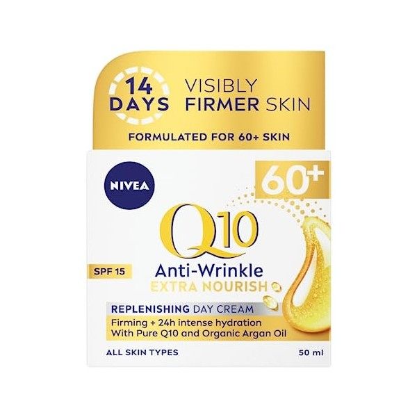 NIVEA Q10 Power 60+ Skin Anti-Rides + Crème de Jour Replenishing 50ml , Puissante Crème Anti-Age Hydratante pour Femme avec ...