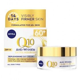 NIVEA Q10 Power 60+ Skin Anti-Rides + Crème de Jour Replenishing 50ml , Puissante Crème Anti-Age Hydratante pour Femme avec ...