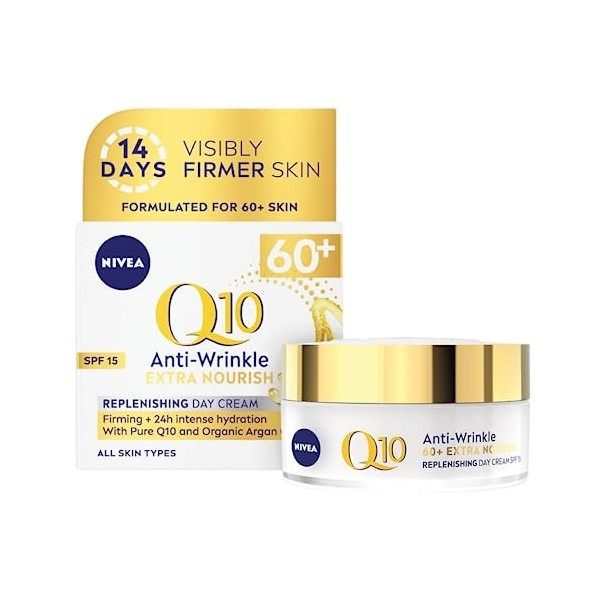 NIVEA Q10 Power 60+ Skin Anti-Rides + Crème de Jour Replenishing 50ml , Puissante Crème Anti-Age Hydratante pour Femme avec ...