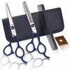 Kit de ciseaux de coupe de cheveux 6,0 pouces Bleu Ensemble de ciseaux de coiffeur professionnels en acier inoxydable Coiffur