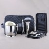 Kit de Rasage de Voyage avec Trousse de Toilette en Cuir et Pochette de Protection de Voyage 3 Rasoirs Blaireau Synthétique A