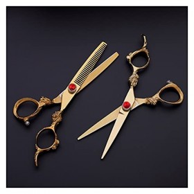 Cheveux professionnels de bord de rasoir, ciseaux de coiffure galvanisés dorés, cisailles plates, cisailles texturisantes pou...