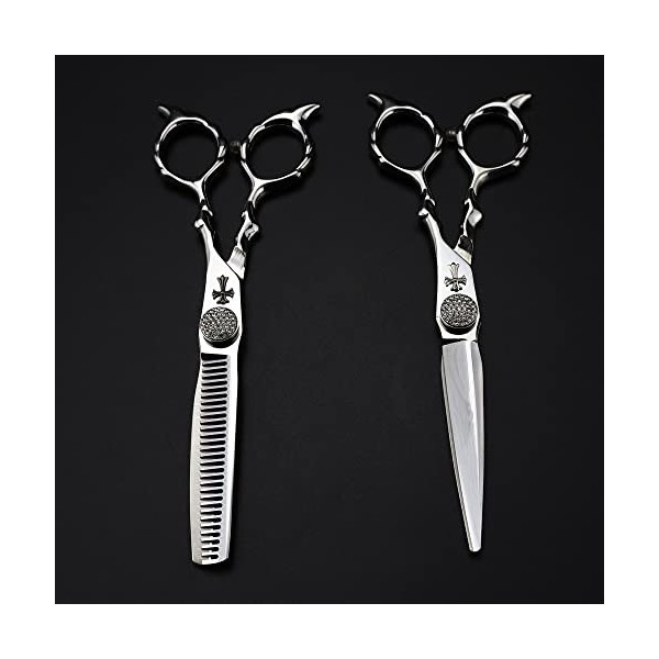 Ciseaux De Coiffeur Ciseaux De Coupe De Cheveux, 6 Pouces Professionnel Japon 440c Cross Gem Scissor Sliver Ciseaux De Cheveu