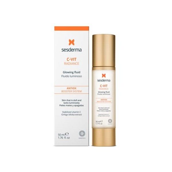 Sesderma | C VIT Radiance Luminous Fluid | Fluide visage éclatant | Amélioration de lélasticité | Signes précoces de vieilli ...