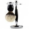 GHQYP Pratique Supports de Brosse de Rasoir pour Hommes, Ensemble de Blaireau Pur Silvertip, Cadeaux de poignée en Alliage de