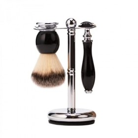 Sailors Set de rasage 3 pièces avec rasoir de sécurité et brosse synthétique - design élégant