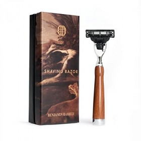 Benjamin Barber Rasoir classique Mach3 Wood - rasoir élégant, durable et de qualité avec manche en bois