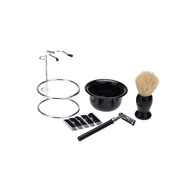 WWWFZS Ensemble de blaireaux de Rasage pour Hommes Support de Brosse de Rasage pour Cheveux Doux en Acier Inoxydable avec kit