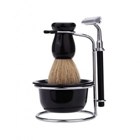 WWWFZS Ensemble de blaireaux de Rasage pour Hommes Support de Brosse de Rasage pour Cheveux Doux en Acier Inoxydable avec kit