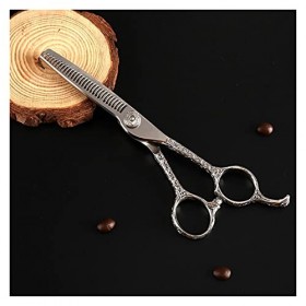 Ciseaux de coiffure à poignée à motif, cheveux professionnels à bord de rasoir, cisailles plates, cisailles texturisantes pou...