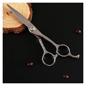 Ciseaux de coiffure à poignée à motif, cheveux professionnels à bord de rasoir, cisailles plates, cisailles texturisantes pou...