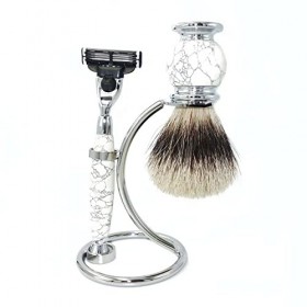 LEFEDA Simple Supports de Brosse de Rasoir pour Hommes, Ensemble de brosses à Cheveux Pur Blaireau pour Hommes, Support de Ra