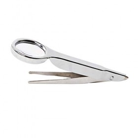 XENITE Longan 10 Fois Poche loupe Poche en Acier Inoxydable Pince à épiler Pince à Sourcils Point Noir Loupe