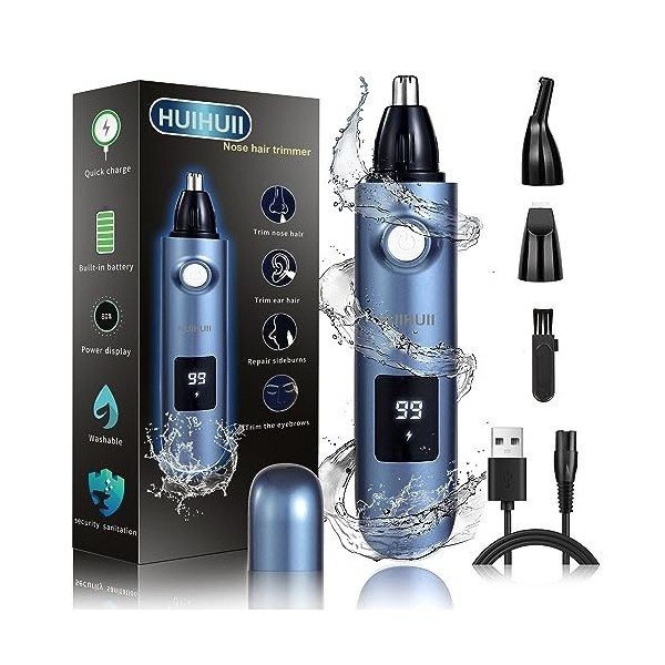 Tondeuse à poils doreille et nez avec écran LED, rechargeable par USB, pour homme et femme, tondeuse 3 en 1 légère et étanch