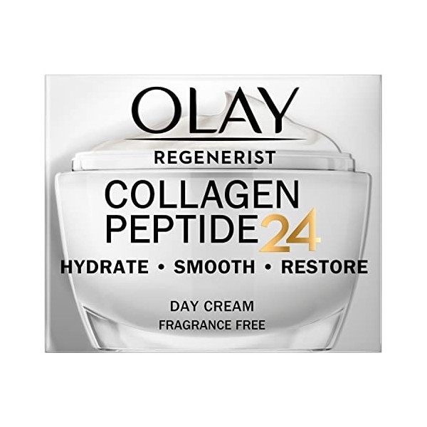 Olay Regenerist Collagen Peptide24 Crème de jour sans parfum, révèle une peau forte et éclatante en 14 jours Crème Jour et Nuit