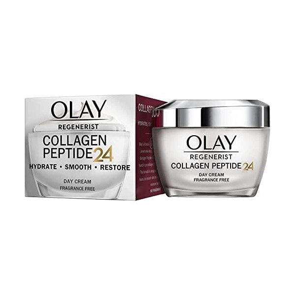 Olay Regenerist Collagen Peptide24 Crème de jour sans parfum, révèle une peau forte et éclatante en 14 jours