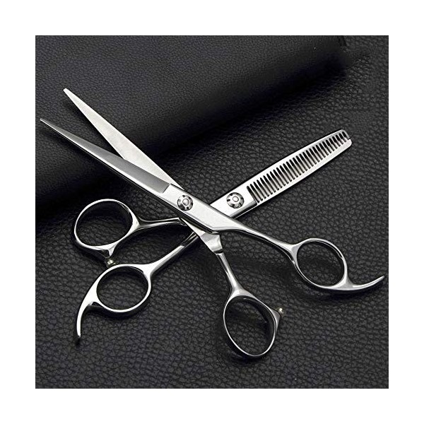 Outils de coupe des cheveux Ensemble professionnel de coiffure de 6 pouces, ciseaux plats et ciseaux à dents en acier inoxyda