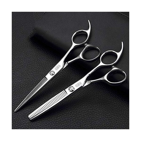 Outils de coupe des cheveux Ensemble professionnel de coiffure de 6 pouces, ciseaux plats et ciseaux à dents en acier inoxyda