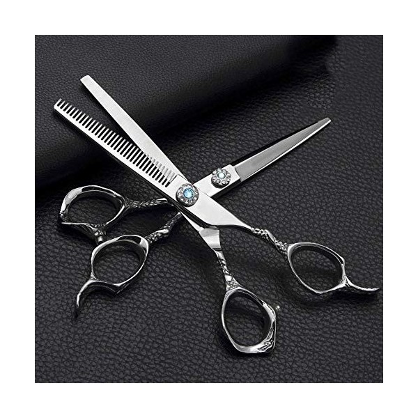 Outils de coupe des cheveux Ciseaux de coiffure de 6,0 pouces, ciseaux plats en acier inoxydable + ciseaux à dents outils de 