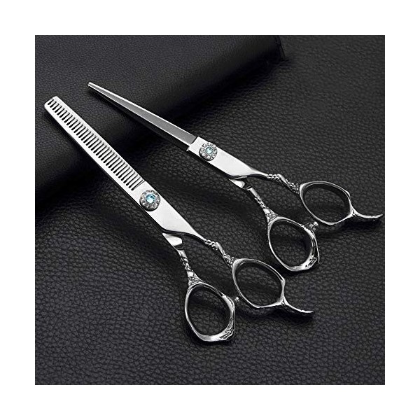 Outils de coupe des cheveux Ciseaux de coiffure de 6,0 pouces, ciseaux plats en acier inoxydable + ciseaux à dents outils de 