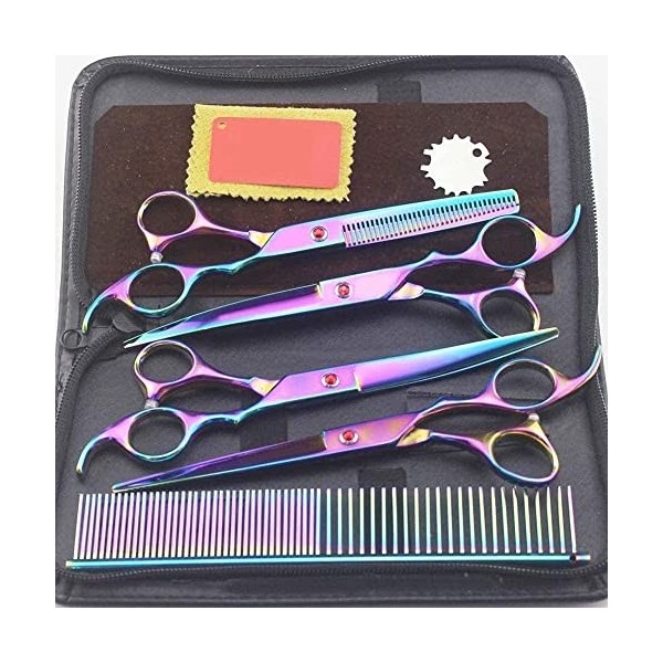 Ciseaux de coiffure professionnels Ciseaux de coiffeur Ciseaux amincissants Ensemble de ciseaux de coiffure 7 pouces Rainbow 